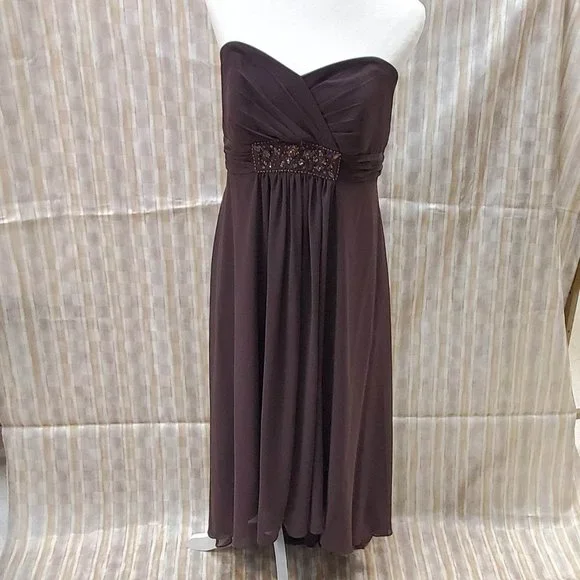david's bridal brown dresses Davids Bridal Dress Gown Bridal Bridesmaid Brown Strapless 16 Halloween